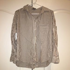 Brown and white Vince button down fits s/m